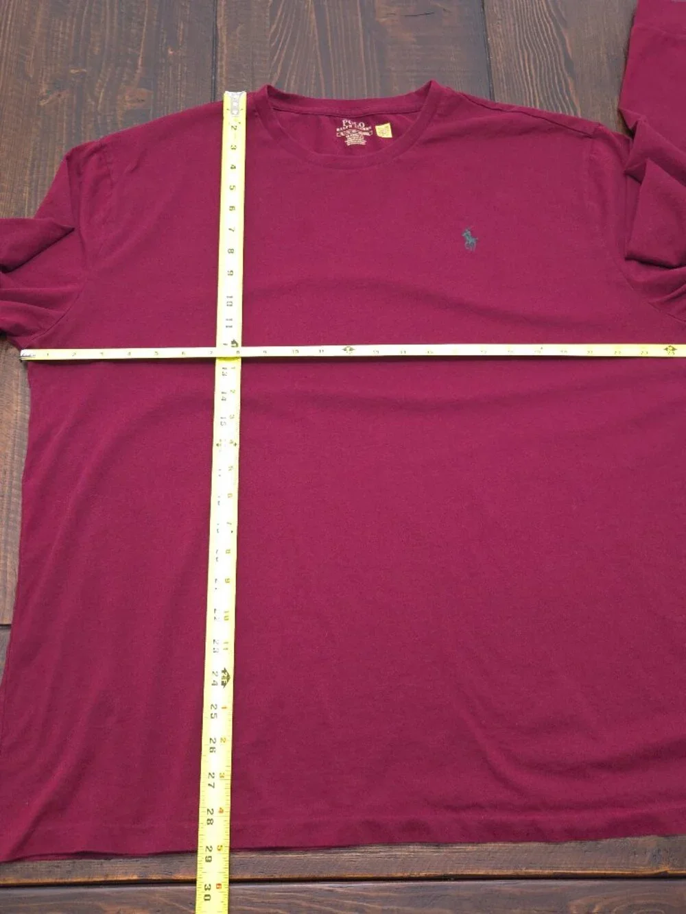 Polo Ralph Lauren Shirt Mens XL Classic Fit Maroon Long Sleeve Cotton Tee Pony